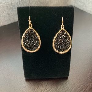 Black and Gold Pendant Earrings